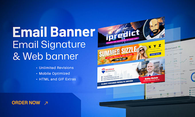 design professional email banner, signature and web banner