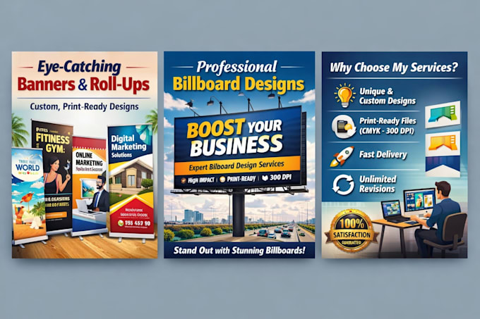 design professional banner, billboard and roll up graphics