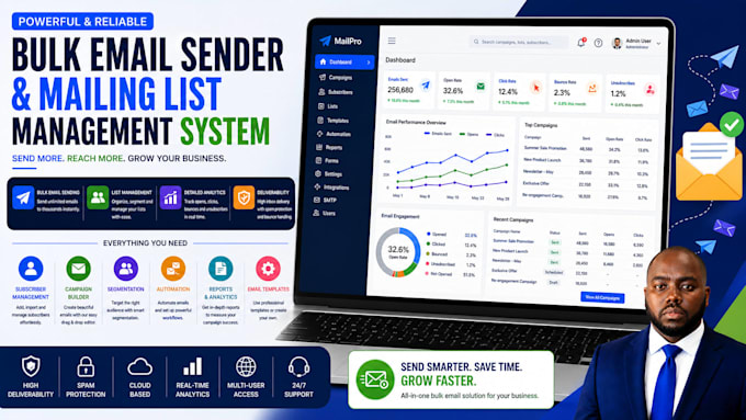 develop a bulk email sender and mailing list management system