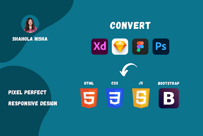 convert xd, figma, PSD or any design to html responsive