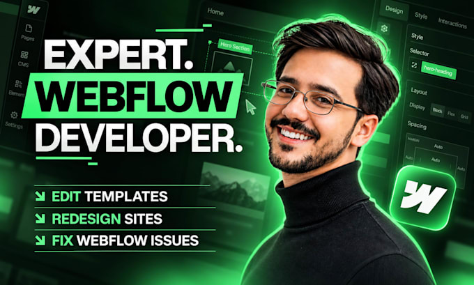 fix, redesign, edit or customize your webflow website and template