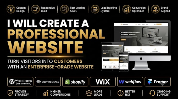 design and develop a professional website on wordpress squarespace shopify