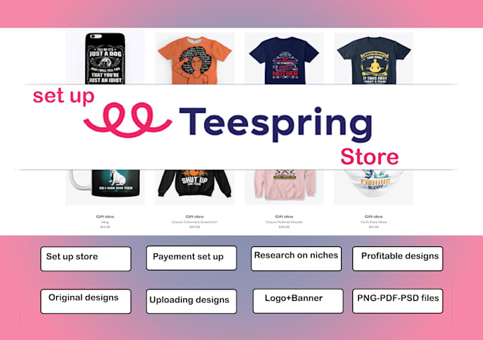 set up teespring store and add designs