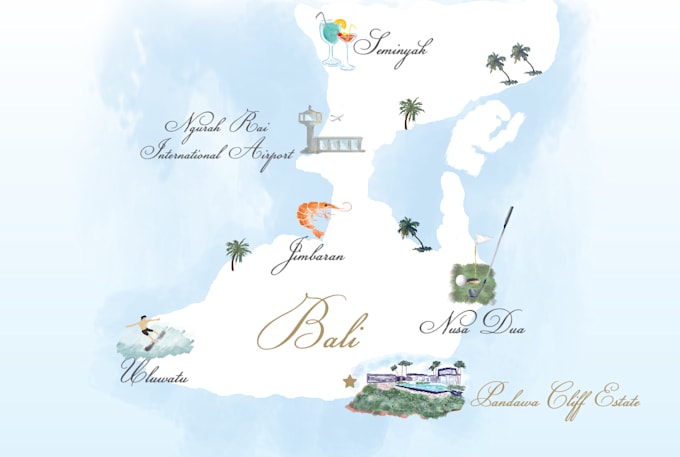 draw beautiful custom illustrated watercolour map of any places