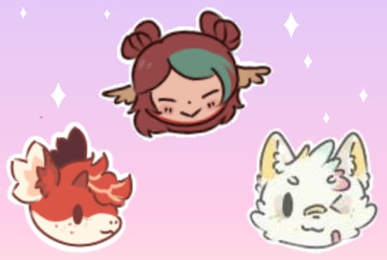 draw cute animated chibi head can be used on twitch