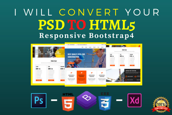 Convert psd to html css responsive bootstrap4 javascript by Fl9mdasif ...