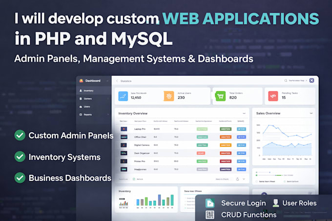 develop a custom web based management system in PHP and mysql