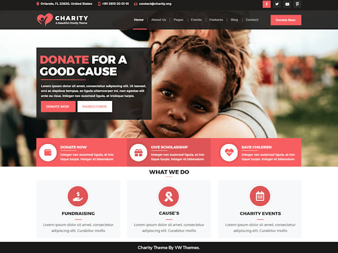 design donation, charity, nonprofit, fundraising, and religion website