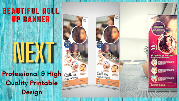 do a beautiful commercial rollup banner design for you