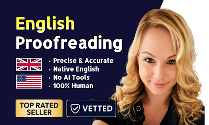 provide english proofreading by a native english proofreader in 24h