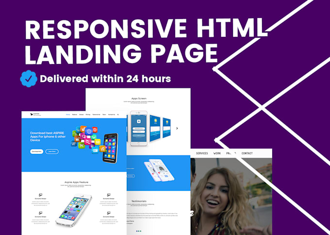 design modern and responsive HTML landing page