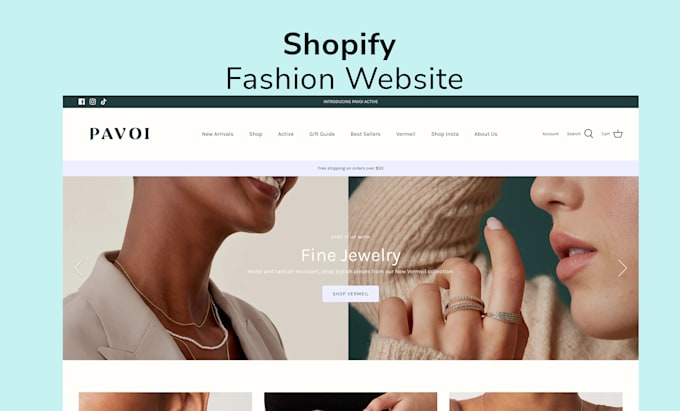 create a shopify jewelry website or fashion shopify store