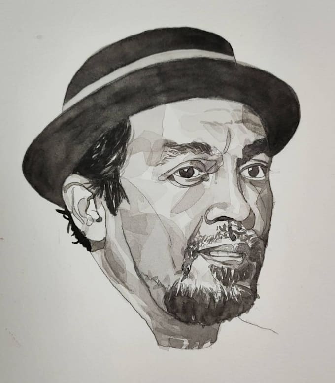 paint black and white watercolor digital painting