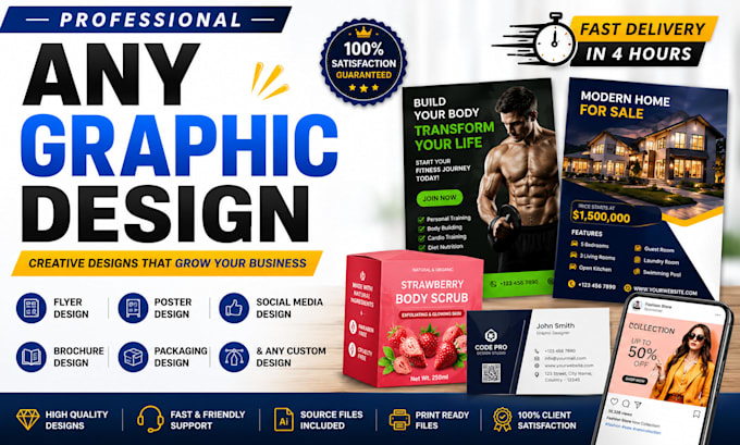 do any custom graphic design work in 4 hours