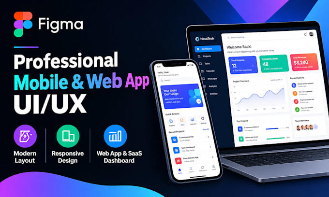 design professional mobile and web app UI UX using figma