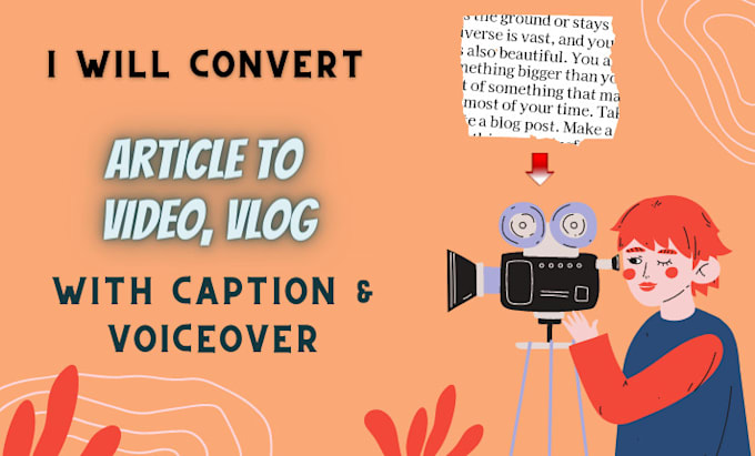 convert article to video, vlog with caption and voiceover