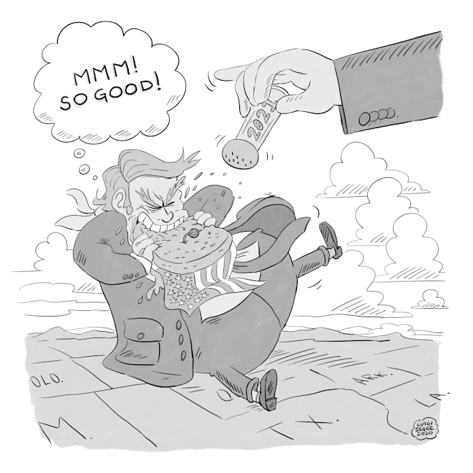 draw a stylish political cartoon from your idea