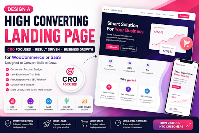 design a high converting woocommerce or saas landing page with cro