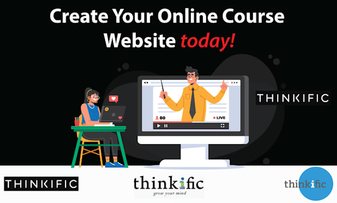 build thinkific online course website or upload courses