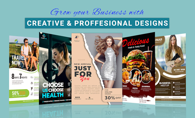 design business flyers, posters, banners, leaflets, and brochures