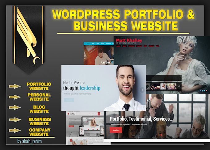 create wordpress portfolio website and business website
