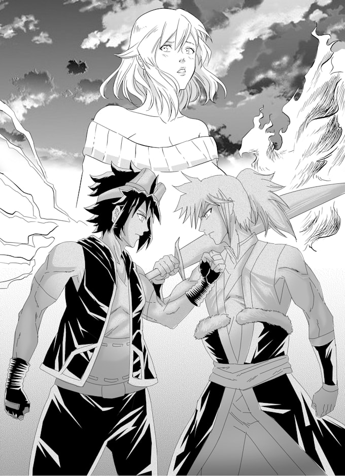 Review I will draw manga pages, colored and black and white