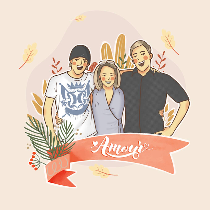 draw couple or family illustration