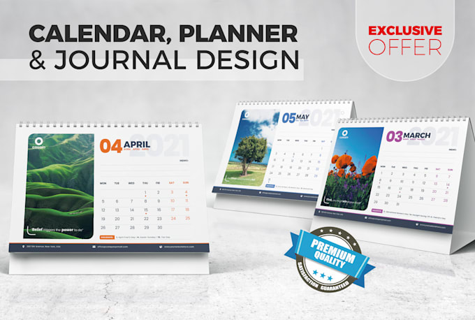 do desk or wall calendar and planner, journal design