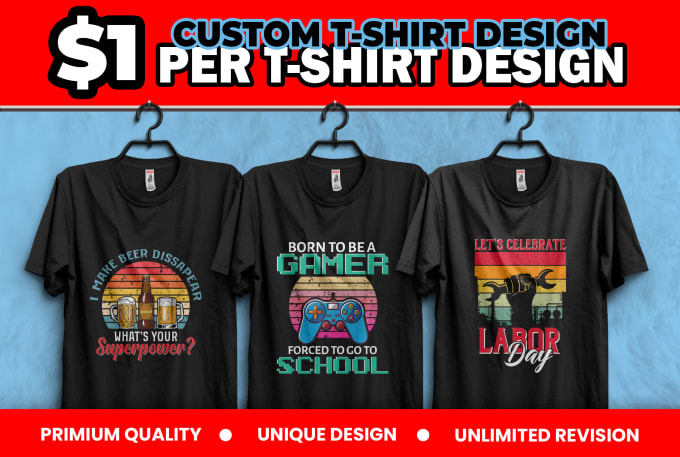 Do custom t shirt design and bulk t shirt designs by Designer4pod | Fiverr