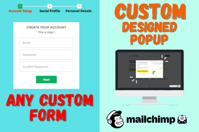 create your popup pages and any custom form , elementor form