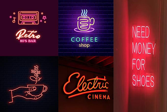 do neon light text logo ,signs ,typography