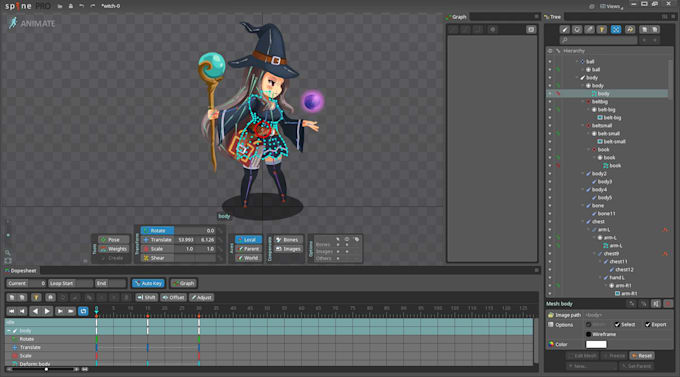 animate your 2d game character in spine