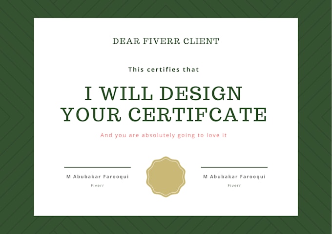 Design a professional certificate for you by Mabubakarf | Fiverr