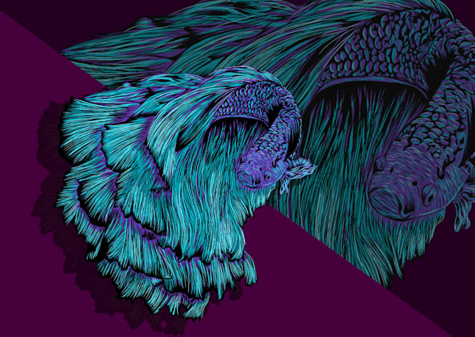 draw vector illustration modern unique fish design