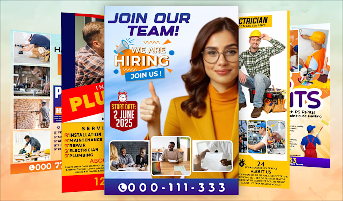 make hiring, handyman, plumbing, painting, electrician flyer
