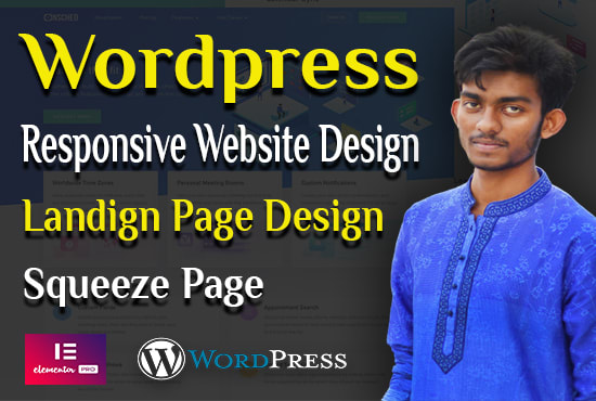 do responsive wordpress website design landing page design elementor pro