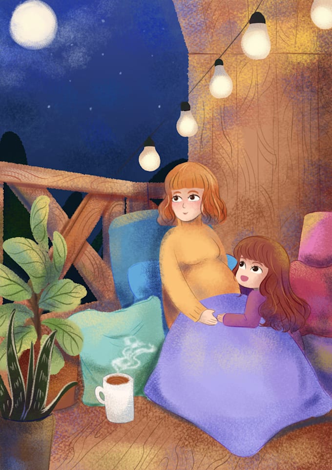 draw full colored childrens book illustrations for you
