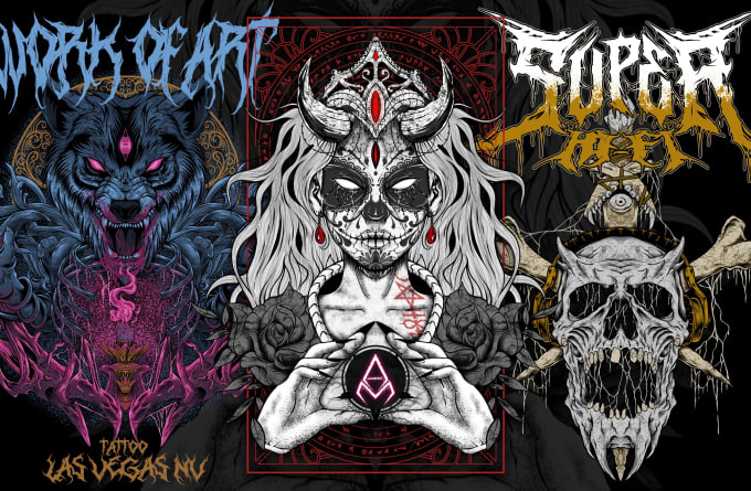 do custom darkart, horror, metal illustration for your brand