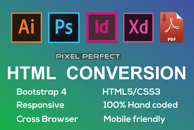 convert psd to html with responsive bootstrap4