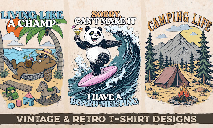 create vintage retro hand drawn t shirt design