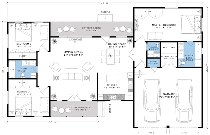 architectural floor plan and city permit drawing in autocad