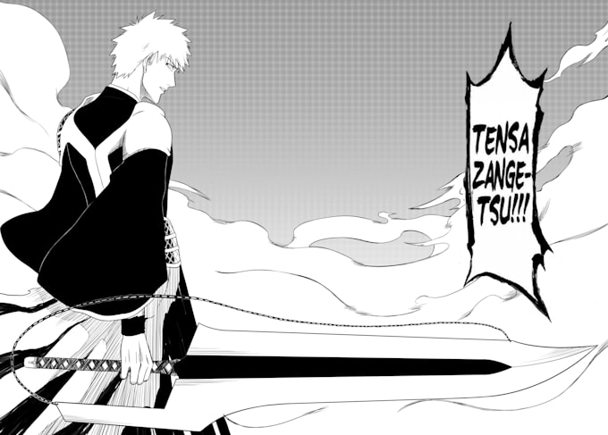 Draw black and white manga illustration by Gavinalkautsar | Fiverr