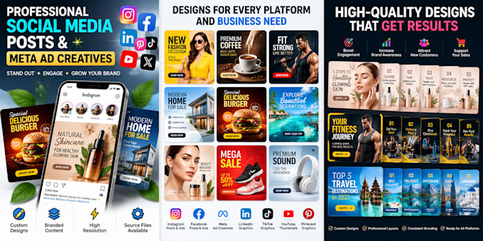 design professional social media posts and meta ad creatives