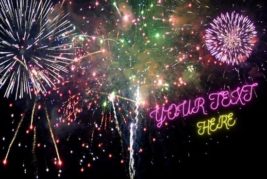 write your message or business name in new years display background