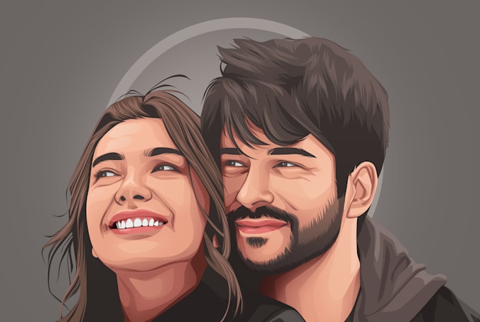 draw high realistic couple vector portrait from photo