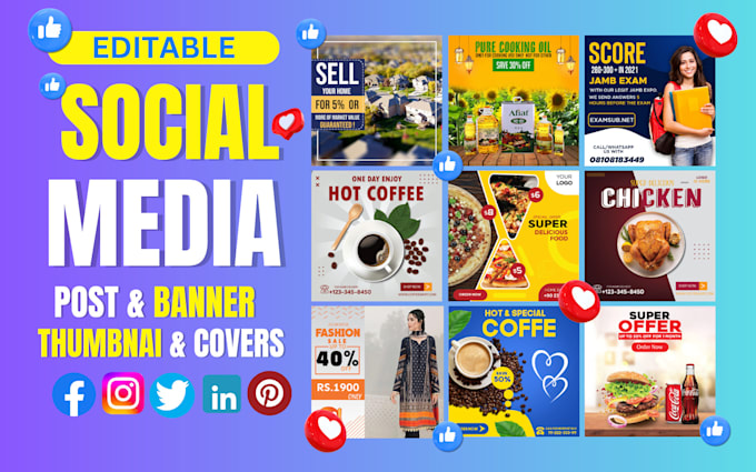 design 45 creative social media posts for instagram and fb