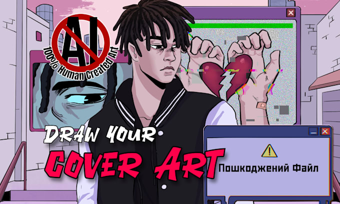 draw unique anime or cartoon album cover art