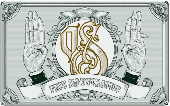 make money engraving art style illustration