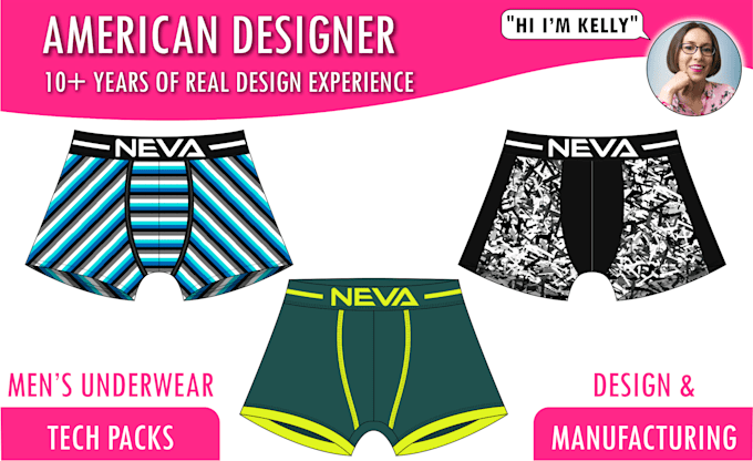design men underwear boxer brief cad sketch and tech pack