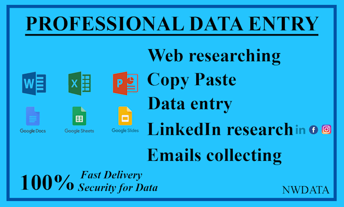 do data entry, web research, find emails, linkedin research